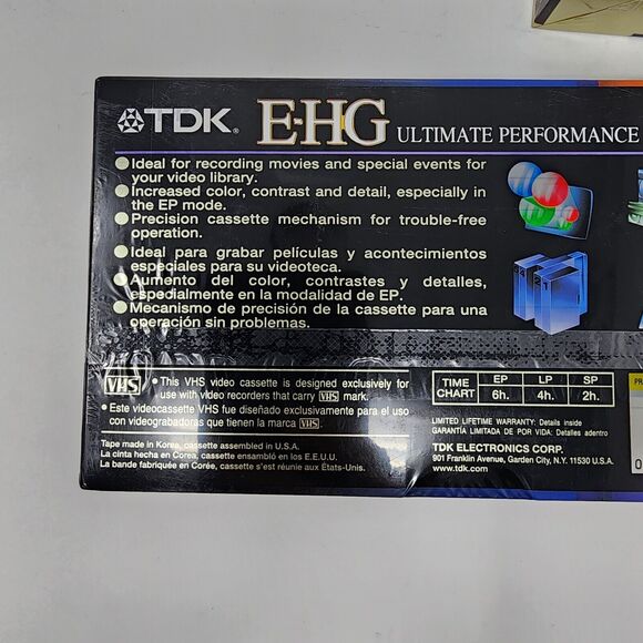 Lot of 3 TDK E-HG Extra High Grade EP 6 Hrs T-120 HiFi Blank VHS Tapes Sealed - Picture 6 of 6